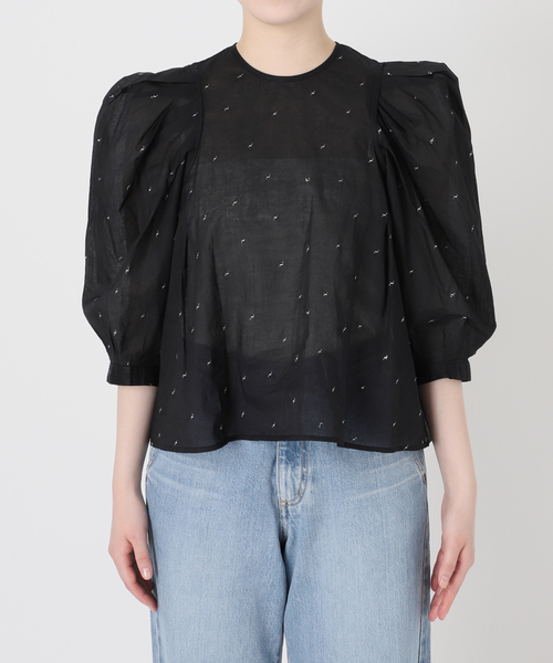 IENA LA BOUCLE（イエナラブークル）の「《追加》IENA LA BOUCLE コットンオーガンザエンブロイダリーパフィーブラウス（シャツ/ブラウス・レディース・ブラック・FREE）」の8枚目の写真