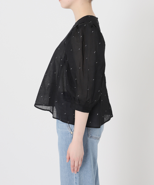 IENA LA BOUCLE（イエナラブークル）の「《追加》IENA LA BOUCLE コットンオーガンザエンブロイダリーパフィーブラウス（シャツ/ブラウス・レディース・ブラック・FREE）」の9枚目の写真