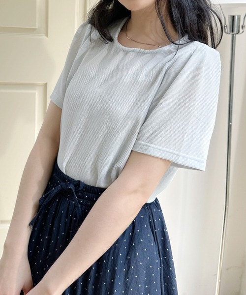 Ada.(エイダ)の「ラウンドネック パフスリーブ シアー 半袖 トップス(Tシャツ/カットソー・レディース・ホワイト/ブルー/ベージュ・FREE)」の15枚目の写真