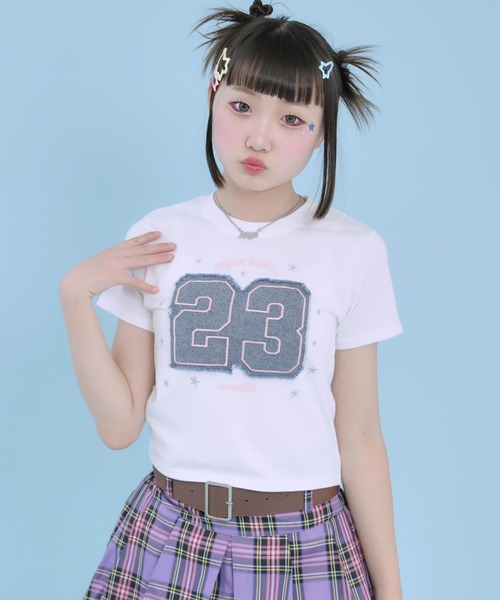 デニム ナンバリング ワッペン ミニ Tシャツ（Tシャツ/カットソー