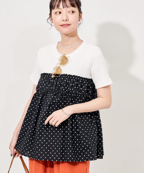 セール】ドットビスチェ ドッキングTシャツ（Tシャツ/カットソー