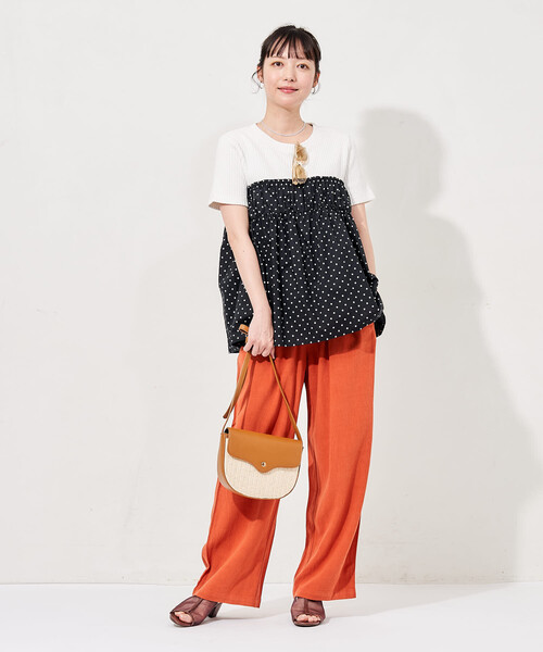 FREAK'S STORE(フリークスストア)の「ドットビスチェ ドッキングTシャツ(Tシャツ/カットソー・レディース・ネイビー/オフホワイト/チャコールグレー・フリ-)」の17枚目の写真