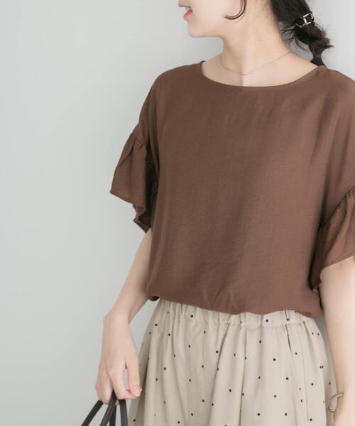 ITEMS URBANRESEARCH(アイテムズ アーバンリサーチ)の「袖フリルブラウス(シャツ/ブラウス・レディース・ブラウン/ブルー/オフホワイト/ブラック・FREE)」の4枚目の写真