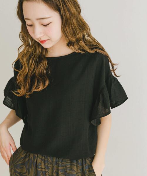 ITEMS URBANRESEARCH(アイテムズ アーバンリサーチ)の「袖フリルブラウス(シャツ/ブラウス・レディース・ブラウン/ブルー/オフホワイト/ブラック・FREE)」の7枚目の写真