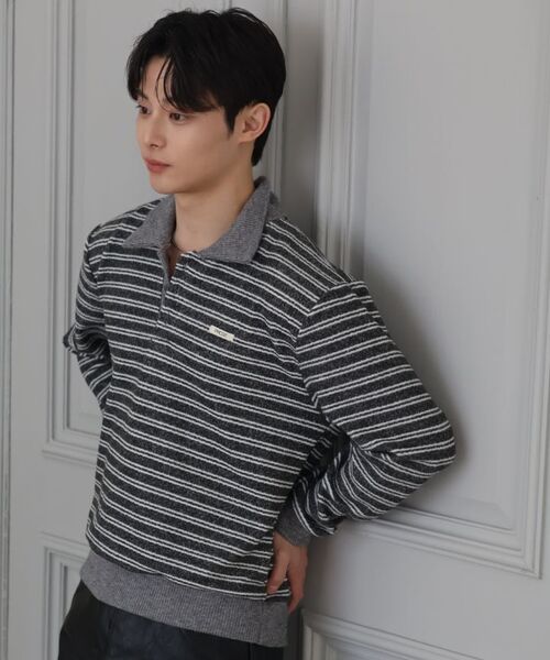 PROCESS(プロセス)の「Multi-Stripe PK Knit - Grey(ポロシャツ・メンズ・その他・FREE)」の2枚目の写真