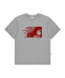 フレームガールプリントオーバーサイズ半袖Tシャツグレー