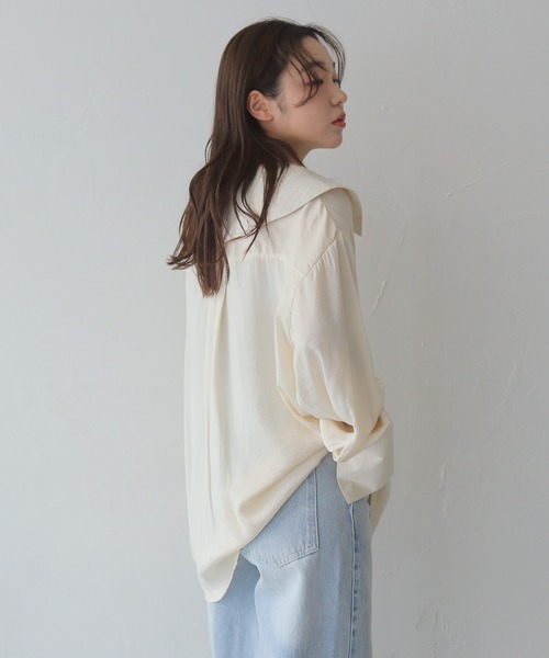 cheriella（シェリエラ）の「【cheriella】シアービッグカラーリボンブラウス　SHEER BIG-COLLAR RIBBON BLOUSE（シャツ/ブラウス・レディース・ブルー/オフホワイト/ブラック/ベージュ・FREE）」の14枚目の写真