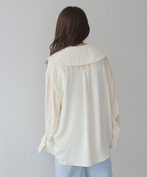 cheriella（シェリエラ）の「【cheriella】シアービッグカラーリボンブラウス　SHEER BIG-COLLAR RIBBON BLOUSE（シャツ/ブラウス・レディース・ブルー/オフホワイト/ブラック/ベージュ・FREE）」の16枚目の写真