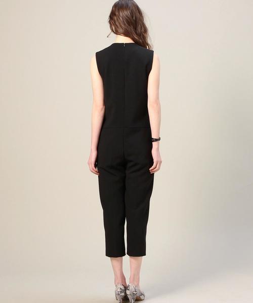 BEAUTY&YOUTH UNITED ARROWS（ビューティーアンドユースユナイテッドアローズ）の「BY ダブルクロス Vネックノースリーブオールインワン◆（つなぎ/オールインワン・レディース・ホワイト/ブラック・SMALL/MEDIUM）」の3枚目の写真