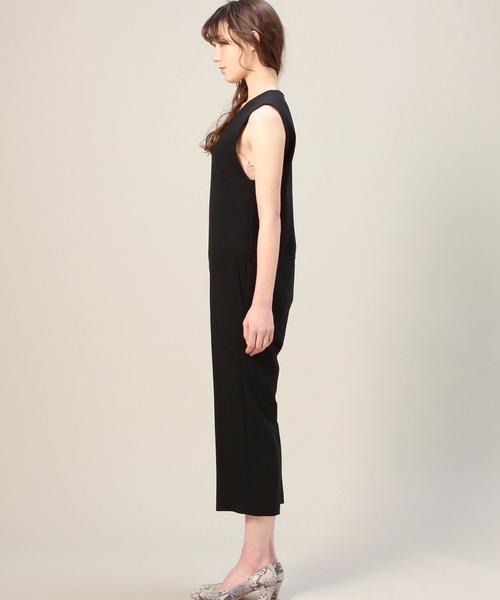 BEAUTY&YOUTH UNITED ARROWS（ビューティーアンドユースユナイテッドアローズ）の「BY ダブルクロス Vネックノースリーブオールインワン◆（つなぎ/オールインワン・レディース・ホワイト/ブラック・SMALL/MEDIUM）」の5枚目の写真