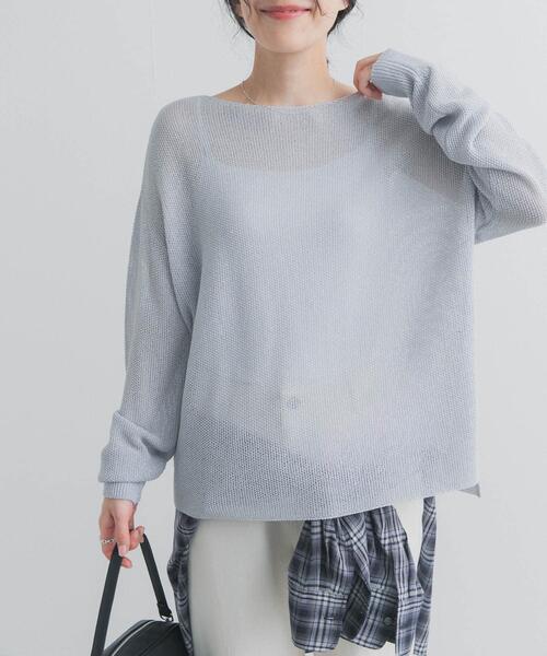 URBAN RESEARCH DOORS（アーバンリサーチドアーズ）の「ラメシアーリラックスニット（ニット/セーター・レディース・ナチュラル/ライトブルー・FREE）」の2枚目の写真