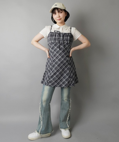 SPINNS(スピンズ)の「ヒロイン級チェックキャミミニワンピ☆(ワンピース・レディース・ブラウン/レッド/ベージュ/ネイビー/ブラック・ONESIZE)」の21枚目の写真