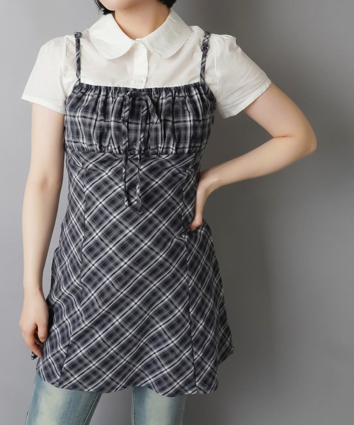 SPINNS(スピンズ)の「ヒロイン級チェックキャミミニワンピ☆(ワンピース・レディース・ブラウン/レッド/ベージュ/ネイビー/ブラック・ONESIZE)」の14枚目の写真