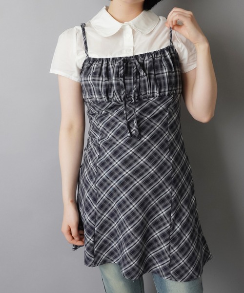 SPINNS(スピンズ)の「ヒロイン級チェックキャミミニワンピ☆(ワンピース・レディース・ブラウン/レッド/ベージュ/ネイビー/ブラック・ONESIZE)」の13枚目の写真