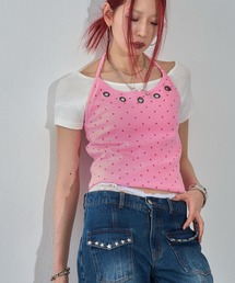 Tシャツ/カットソー（ピンク/桃色系・ドット柄）ファッション通販