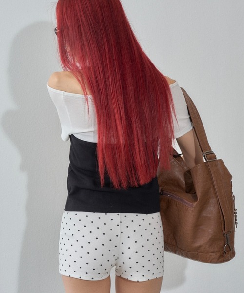 WHO'S WHO gallery(フーズフーギャラリー)の「ハトメホルターレイヤード半袖トップス(ドット/無地)(Tシャツ/カットソー・レディース・ブラック/ブラック系その他/グレー/ピンク/ネイビー/サックスブルー/グレー系その他・FREE)」の20枚目の写真