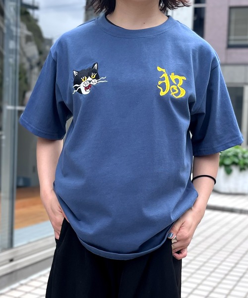 セール】【HOUSTON】ヒューストン ウーマン EMBROIDERY TEE 猫 刺繍