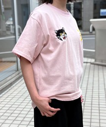 【HOUSTON】ヒューストン ウーマン EMBROIDERY TEE 猫 刺繍 半袖 TEE