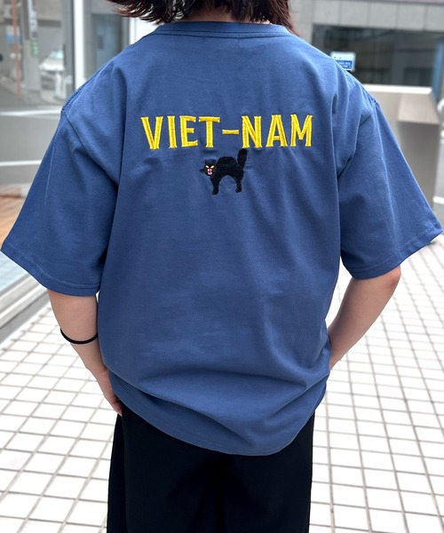HOUSTON(ヒューストン)の「【HOUSTON】ヒューストン ウーマン EMBROIDERY TEE 猫 刺繍 半袖 TEE(Tシャツ/カットソー・レディース・ナチュラル/ライトピンク/ネイビー/ターコイズブルー・M/S)」の9枚目の写真