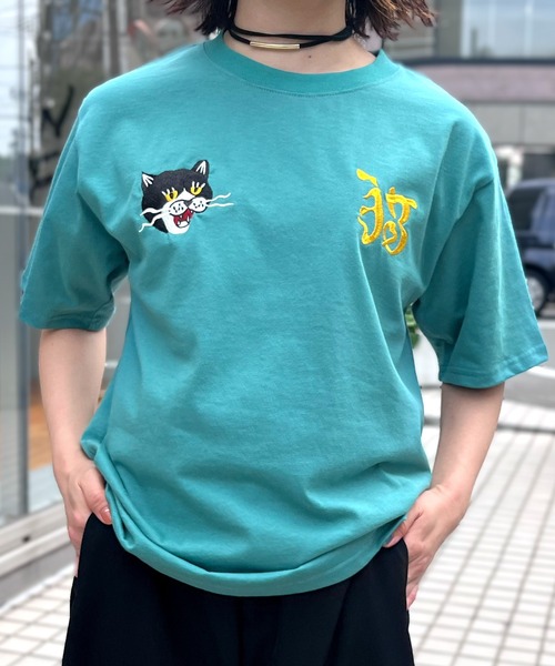 HOUSTON(ヒューストン)の「【HOUSTON】ヒューストン ウーマン EMBROIDERY TEE 猫 刺繍 半袖 TEE(Tシャツ/カットソー・レディース・ナチュラル/ライトピンク/ネイビー/ターコイズブルー・M/S)」の10枚目の写真