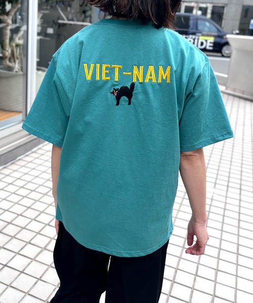 HOUSTON(ヒューストン)の「【HOUSTON】ヒューストン ウーマン EMBROIDERY TEE 猫 刺繍 半袖 TEE(Tシャツ/カットソー・レディース・ナチュラル/ライトピンク/ネイビー/ターコイズブルー・M/S)」の11枚目の写真