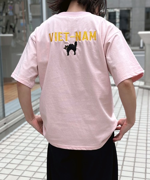 HOUSTON(ヒューストン)の「【HOUSTON】ヒューストン ウーマン EMBROIDERY TEE 猫 刺繍 半袖 TEE(Tシャツ/カットソー・レディース・ナチュラル/ライトピンク/ネイビー/ターコイズブルー・M/S)」の14枚目の写真