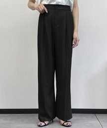 【M~3Lサイズ展開】タック入りセンタープレスワイドスラックスパンツ