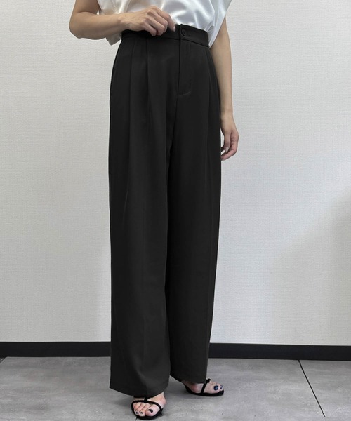 LOWO(ロワ)の「【M~3Lサイズ展開】タック入りセンタープレスワイドスラックスパンツ(スラックス・レディース・グレー/ブラック/オフホワイト/カーキ・L/3L/2L/M)」の13枚目の写真