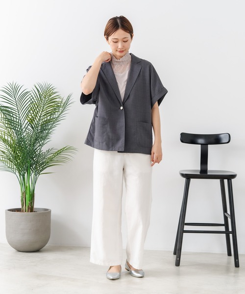 fort point(フォーポイント)の「【C-FORTPOINT/フォートポイント】【1枚で華やか レースインナー】ハイネックレース切替タンクトップ インナー チラ見せ 重ね着 立ち襟 華やか 上品 きれいめ(タンクトップ・レディース・ライトグレー/ブラック/ピンク/グリーン/アイボリー・FREE)」の21枚目の写真