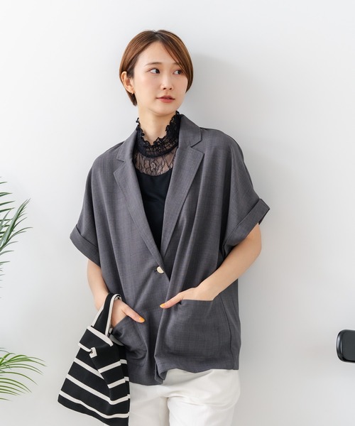 fort point(フォーポイント)の「【C-FORTPOINT/フォートポイント】【1枚で華やか レースインナー】ハイネックレース切替タンクトップ インナー チラ見せ 重ね着 立ち襟 華やか 上品 きれいめ(タンクトップ・レディース・ライトグレー/ブラック/ピンク/グリーン/アイボリー・FREE)」の9枚目の写真