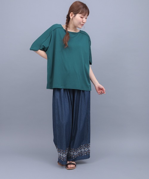 チチカカ(チチカカ)の「汗染み防止バックライン刺繍プルオーバー(Tシャツ/カットソー・レディース・グリーン/アイボリー/ブラック・FREE)」の8枚目の写真