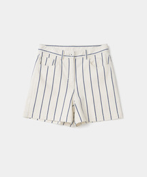 UNIFORM BRIDGE（ユニフォームブリッジ）の「low rise stripe denim shorts 8.5oz (womens) ivory（デニムパンツ）」