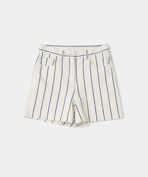 UNIFORM BRIDGE(ユニフォームブリッジ)の「low rise stripe denim shorts 8.5oz (womens) ivory(デニムパンツ・メンズ・その他・SMALL/MEDIUM)」の1枚目の写真