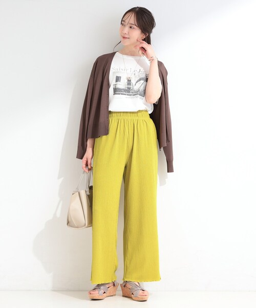SHOO・LA・RUE(シューラルー)の「【洗濯機可/S-LL】すっきり見え さらさら 楊柳イージーワイドパンツ(その他パンツ・レディース・ブラック/ブラウン系その他/イエロー・02/01/04/03)」の18枚目の写真