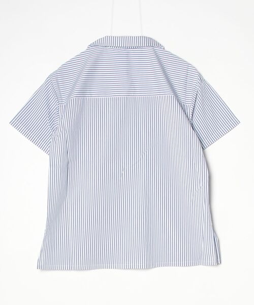 My sugar Babe（マイシュガーベイブ）の「Relaxed striped shirt（シャツ/ブラウス・メンズ・ベージュ/ブルー/ブラック・フリー/SMALL）」の4枚目の写真