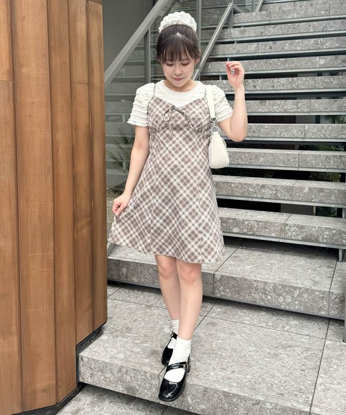 frunco(フランコ)の「チェックキャミワンピース(ワンピース・レディース・ブルー/ホワイト/ピンク・FREE)」の14枚目の写真
