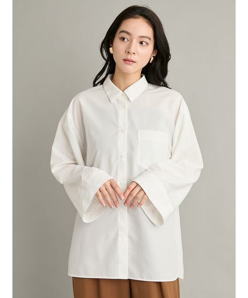 LOHEN ランダムミラー2WAYシャツ　roro LUMISHADE】ロールアップオーバーシャツ（シャツ/ブラウス）｜Mila