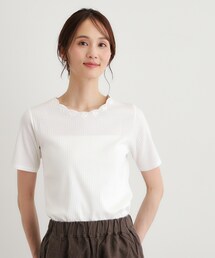 【日本製/コットン100%】スカラップ刺繍カットソー
