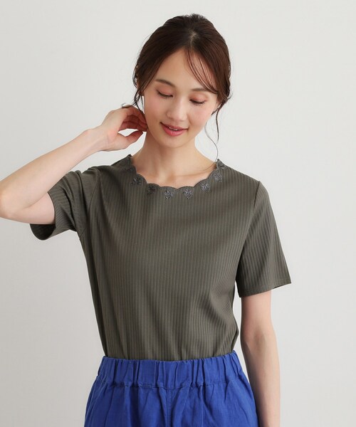 LAURA ASHLEY(ローラアシュレイ)の「【日本製/コットン100%】スカラップ刺繍カットソー(Tシャツ/カットソー・レディース・ホワイト/ネイビー/グレー/ブルー・38/40)」の9枚目の写真