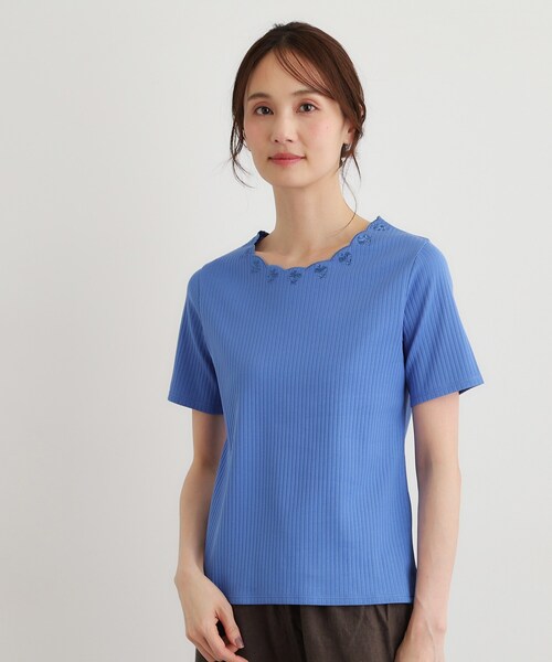 LAURA ASHLEY(ローラアシュレイ)の「【日本製/コットン100%】スカラップ刺繍カットソー(Tシャツ/カットソー・レディース・ホワイト/ネイビー/グレー/ブルー・38/40)」の13枚目の写真
