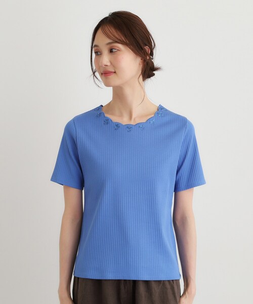 LAURA ASHLEY(ローラアシュレイ)の「【日本製/コットン100%】スカラップ刺繍カットソー(Tシャツ/カットソー・レディース・ホワイト/ネイビー/グレー/ブルー・38/40)」の21枚目の写真