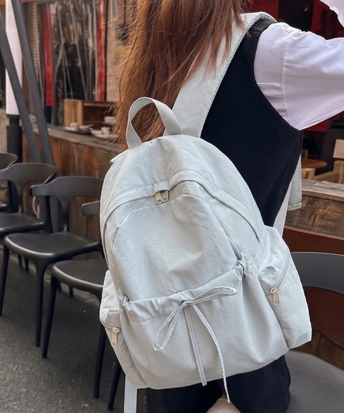Teem Store(チームストア)の「【大容量/A4対応】リボンデザインサイドポケットバックパック(バックパック/リュック・レディース・アイボリー/ピンク/ブラック/サックスブルー・F)」の14枚目の写真