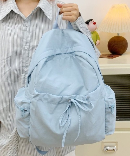 Teem Store(チームストア)の「【大容量/A4対応】リボンデザインサイドポケットバックパック(バックパック/リュック・レディース・アイボリー/ピンク/ブラック/サックスブルー・F)」の18枚目の写真