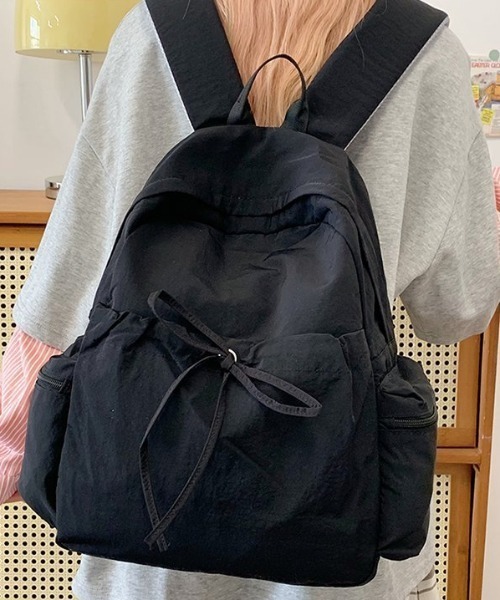Teem Store(チームストア)の「【大容量/A4対応】リボンデザインサイドポケットバックパック(バックパック/リュック・レディース・アイボリー/ピンク/ブラック/サックスブルー・F)」の11枚目の写真