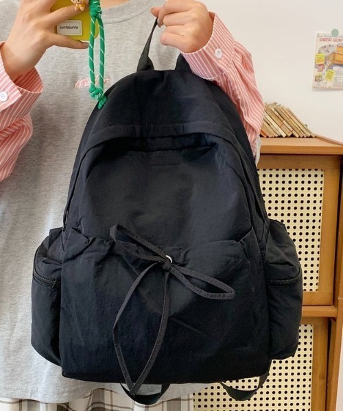 Teem Store(チームストア)の「【大容量/A4対応】リボンデザインサイドポケットバックパック(バックパック/リュック・レディース・アイボリー/ピンク/ブラック/サックスブルー・F)」の12枚目の写真