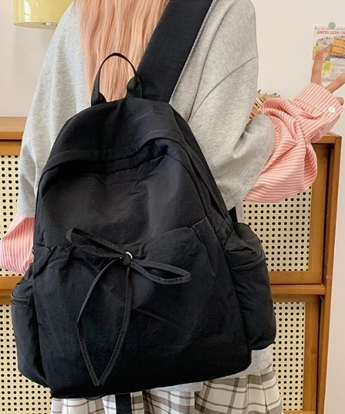 Teem Store(チームストア)の「【大容量/A4対応】リボンデザインサイドポケットバックパック(バックパック/リュック・レディース・アイボリー/ピンク/ブラック/サックスブルー・F)」の13枚目の写真