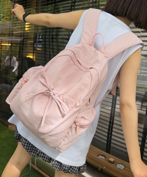 Teem Store(チームストア)の「【大容量/A4対応】リボンデザインサイドポケットバックパック(バックパック/リュック・レディース・アイボリー/ピンク/ブラック/サックスブルー・F)」の22枚目の写真