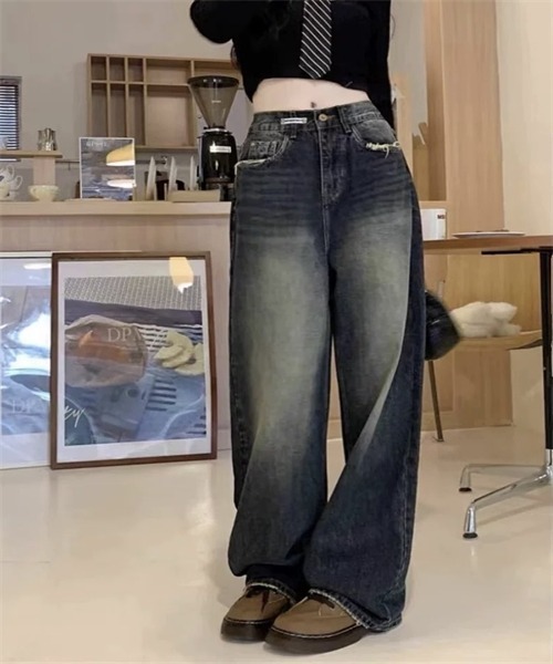 Dream garden(ドリームガーデン)の「ヴィンテージメイク ワイドデニムパンツ(デニムパンツ・レディース・インディゴブルー・S/XL/5XL/3XL/M/L/2XL)」の12枚目の写真