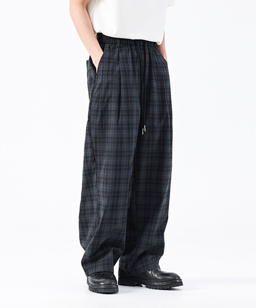 HOOK（フック）の「HOOK コットンチェック × ルーズシルエット イージーワイドパンツ (SS)（その他パンツ・メンズ・ダークグリーン・L/XL/M）」の9枚目の写真