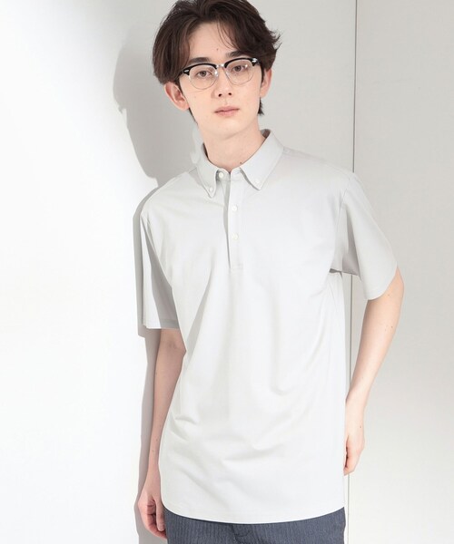 THE SHOP TK （ザ ショップ ティーケー ）の「アイス カノコポロシャツ【接触冷感／洗濯機OK】（ポロシャツ・メンズ・ブルーグリーン/ネイビー/ライトグレー・02/03/04）」の2枚目の写真